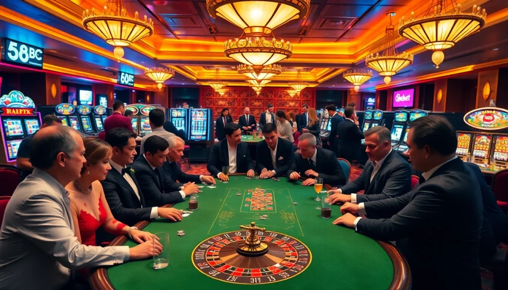 68bet portrays players immersed in a thrilling poker game at a lively casino.
